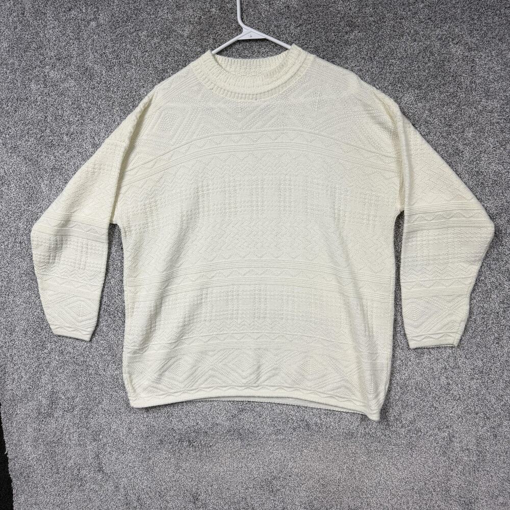 Vintage Sweater Large Textured Fisherman Lightweight Light Academia Minimalist